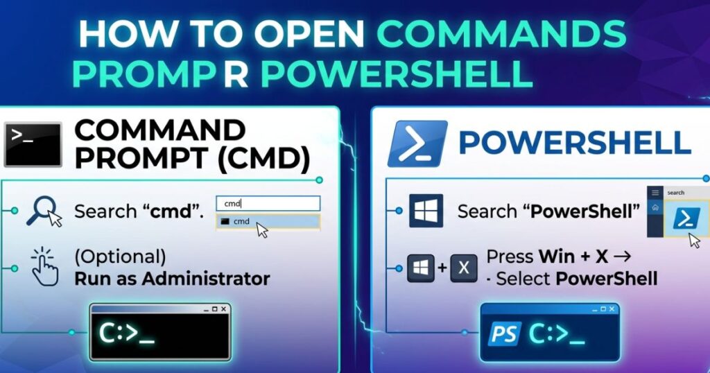 How to Open Command Prompt or PowerShell