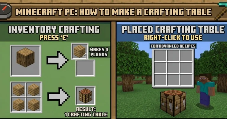 Minecraft PC How to Make a Crafting Table