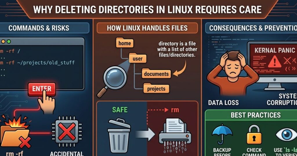 Why Deleting Directories in Linux Requires Care